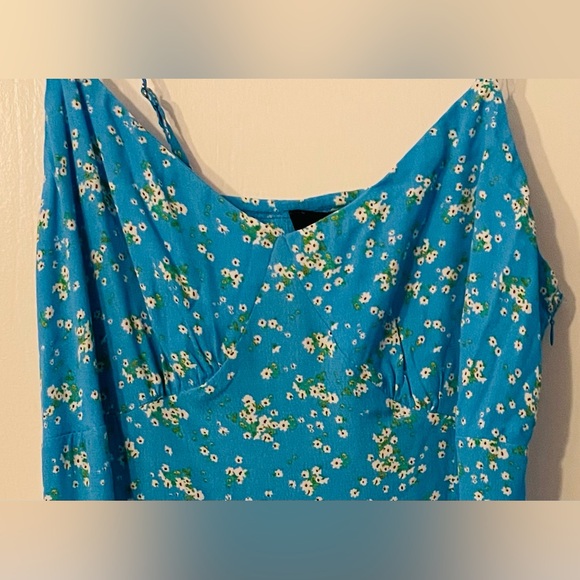 Forever 21 Ditsy Floral Blue Print Spaghetti Strap Dress NWT SZ OX - Picture 5 of 5